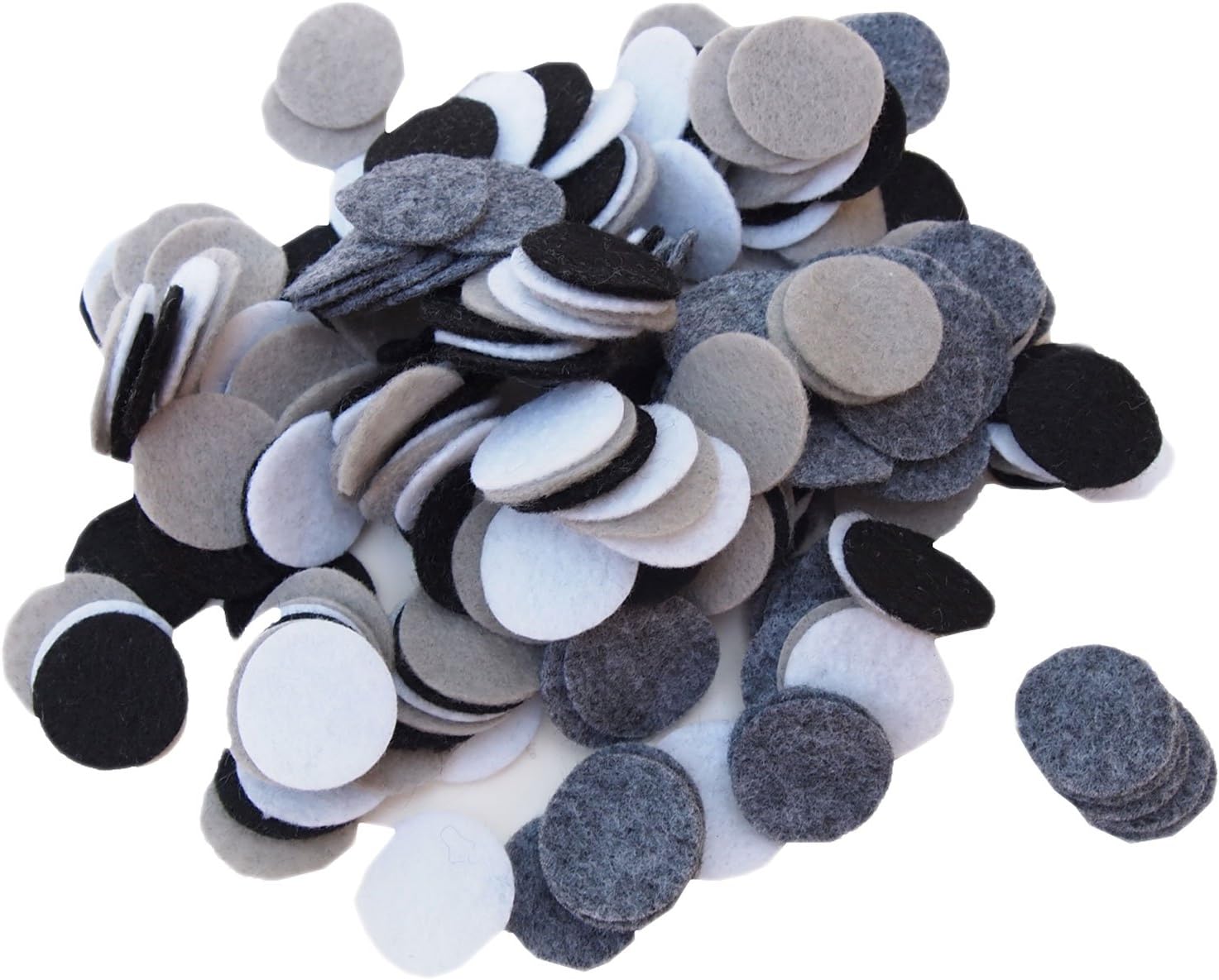 Playfully Ever After Black, Charcoal, Gray & White Craft Felt Circles (1 Inch - 200pc)