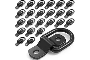 24 Pack 1/4" D Rings Tie Down Anchors Hooks,Trailers Tie Down Anchor 1200BLS for Boats,Trailers Trucks RV(Black)