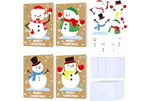 Dispowreath 24 Pcs DIY Christmas Card Making Kits with Envelopes DIY Christmas Craft Make Your Own Snowman Greeting Card Making Supplies for Holiday Xmas Party Decoration Favor