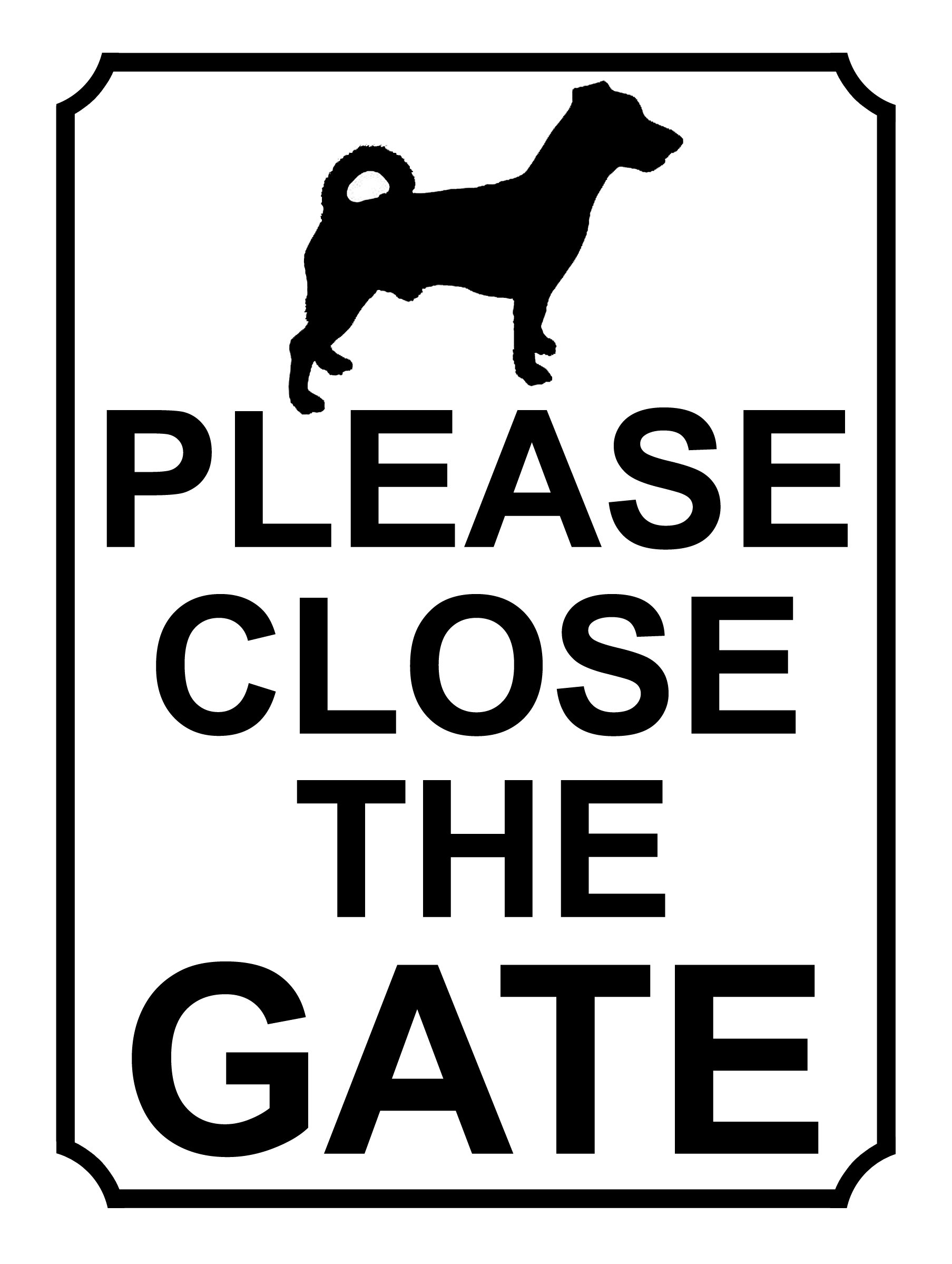 SHAWPRINT PLEASE CLOSE THE GATE DOG THEME METAL SIGN 267MM X 200MM (418H1L) LARGE 10" X 8"