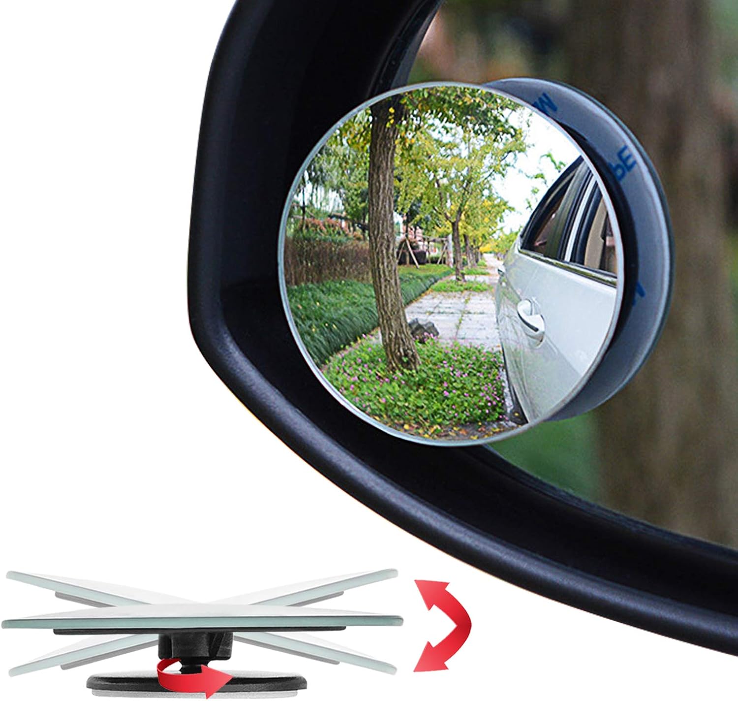 Ampper Blind Spot Mirror, 2" Round HD Glass Convex Rear View Mirror, Pack of 2: Automotive