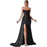 Cocktail Evening Gowns Formal Dresses for Women Sequin Tulle Wedding Guest Party Sexy Off Shoulder Floor Length Prom Dress