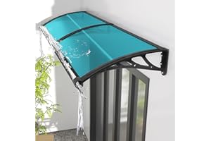KUZRZNH Awning for Door Entrance 60x60cm/24x24in Window Canopy Exterior with Plastic Steel Bracket UV Rain&Snow Protection, Durable Polycarbonate Canopy for Entrance,Balcony Blue