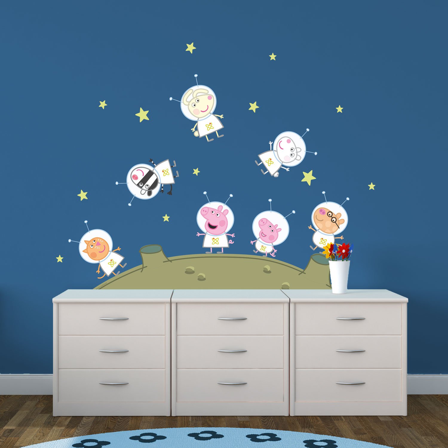 Stickerscape Peppa Pig Space Wall Stickers (Peppa Moon - Large Size)| Official Peppa Pig Wall Decal, Wall Decor | Easy to Apply, Cleanly Removable