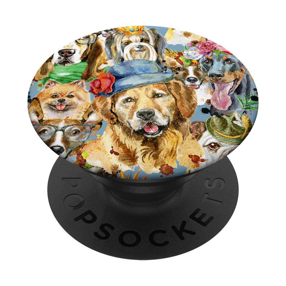Funny Dog Groomer Veterinarian Trainers Pattern Retriever PopSockets Grip and Stand for Phones and Tablets