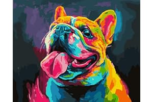 Komking Paint by Numbers Kit for Kids Adult Paint by Number Kits on Canvas Number Painting Kits Animal Theme, Color Bulldog 16x20inch Without Frame
