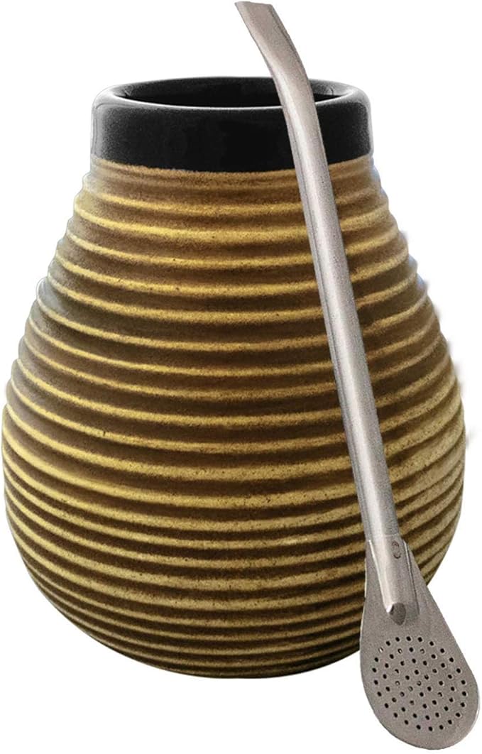 Yerba Mate Starter Kit Begginer's Set Large Ceramic Mate Cup 400ml