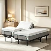MUUEGM Split King Adjustable Bed Frame with Mattress, Electric Bed Base with Head and Foot Lift, Head-Pillow-Tilt, Under-Bed LED, Zero Gravity, Wireless Remote, USB Ports