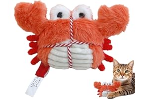 Interactive Catnip Toys - Plush Crab Cat Toys with Bells, Catnip Cat Toy | Soft Teething Toy for Cats, Self Play, Enrichment,