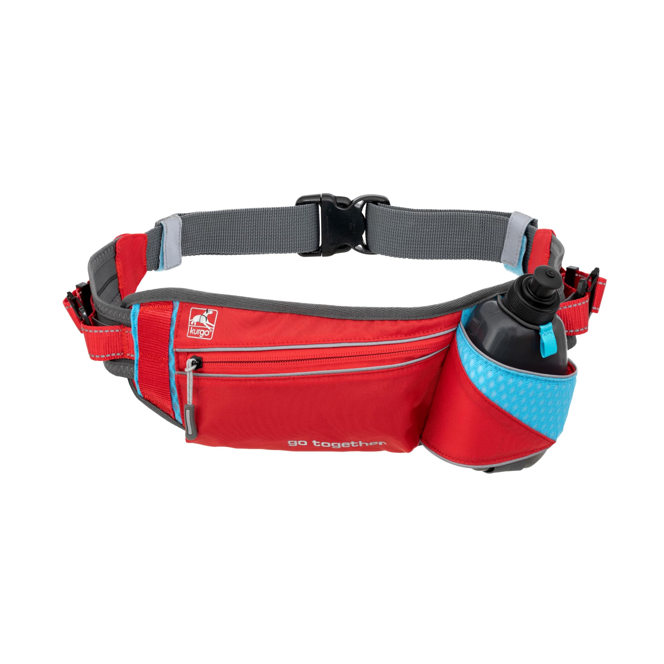 Kurgo Hands-Free Dog Running Belt, Waist Belt for Walking Dogs, Reflective, Adjustable, Includes Water Bottle, For Running and Hiking, On-Trail Lead