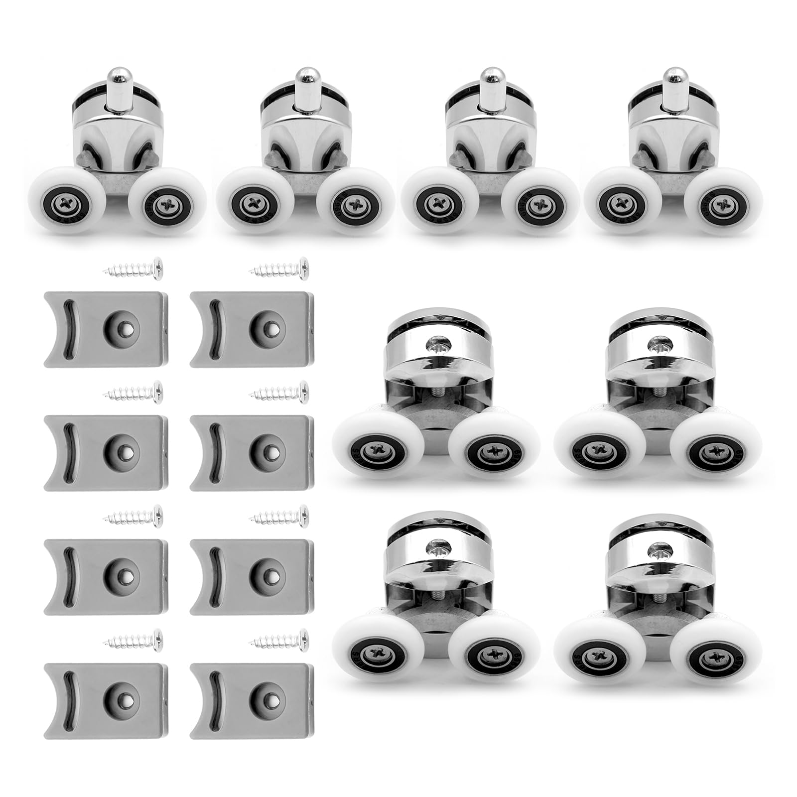 8PCS 23mm Shower Glass Door Wheel Rollers top Shower Door Hanger Rollers | Door Runners | Shower Twin Wheels Runner for Shower Enclosure, Shower Room, Shower Screen Door Rollers Replacement