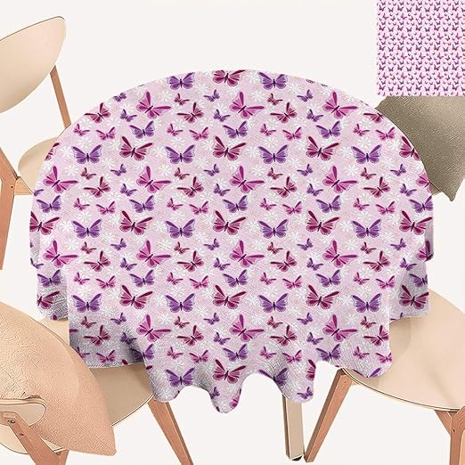Greatdecor Butterflies Decor Round Tablecloths, Various
