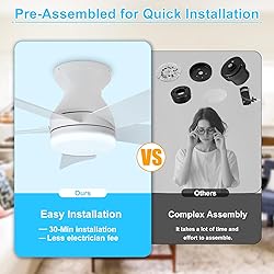 Depuley Modern Ceiling Fan with Light: 35-Inch