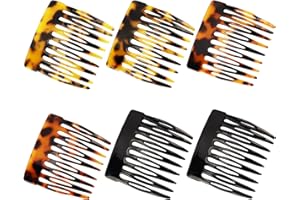 Vovii 6Pcs French Side Combs for Styling Accessories, Strong Hold Decorative Hair Combs Clips for Women Hair (Brown, Black, Red)