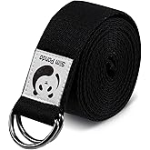 Slim Panda Yoga Strap for Stretching,Cotton Yoga Strap with Adjustable D-Ring Buckle,Non-Elastic Yoga Belt for Pilates,Gym Workouts,Physical Therapy,Improve Flexibility
