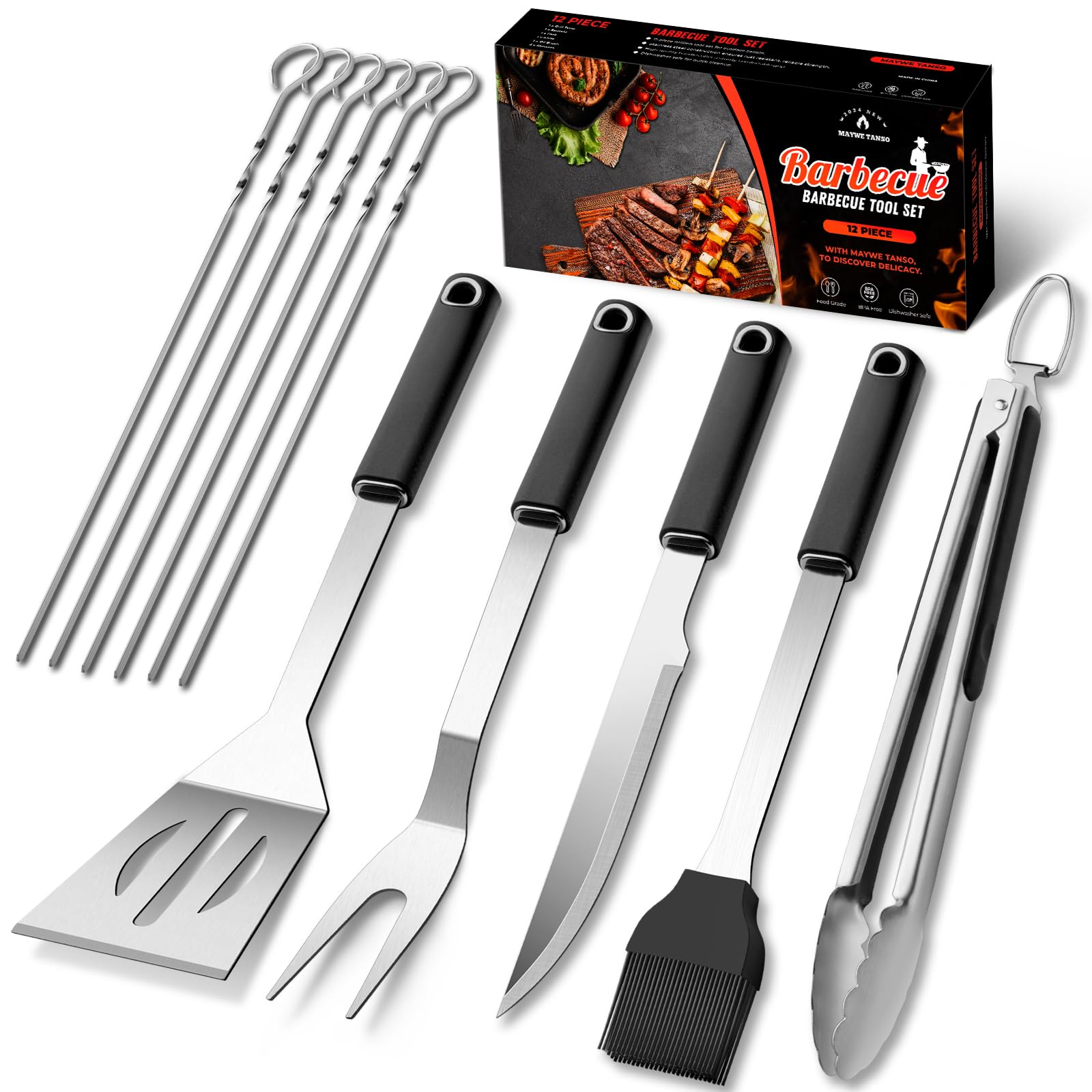 BBQ Accessories Grill Tools Set,Stainless Steel Barbecue Grill Accessories for Outdoor Grill,Professional Barbecue Utensils Grilling Accessories for Camping/Backyard,Grilling Gifts for Men (11PCS)