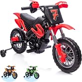 12V Kids Motorcycle, 2x25W Ride on Motorbike, with Safety Training Wheels | 1.86-3.11Mile/H, Self-Control Throttle Grip, Multi Music, Spring Suspension