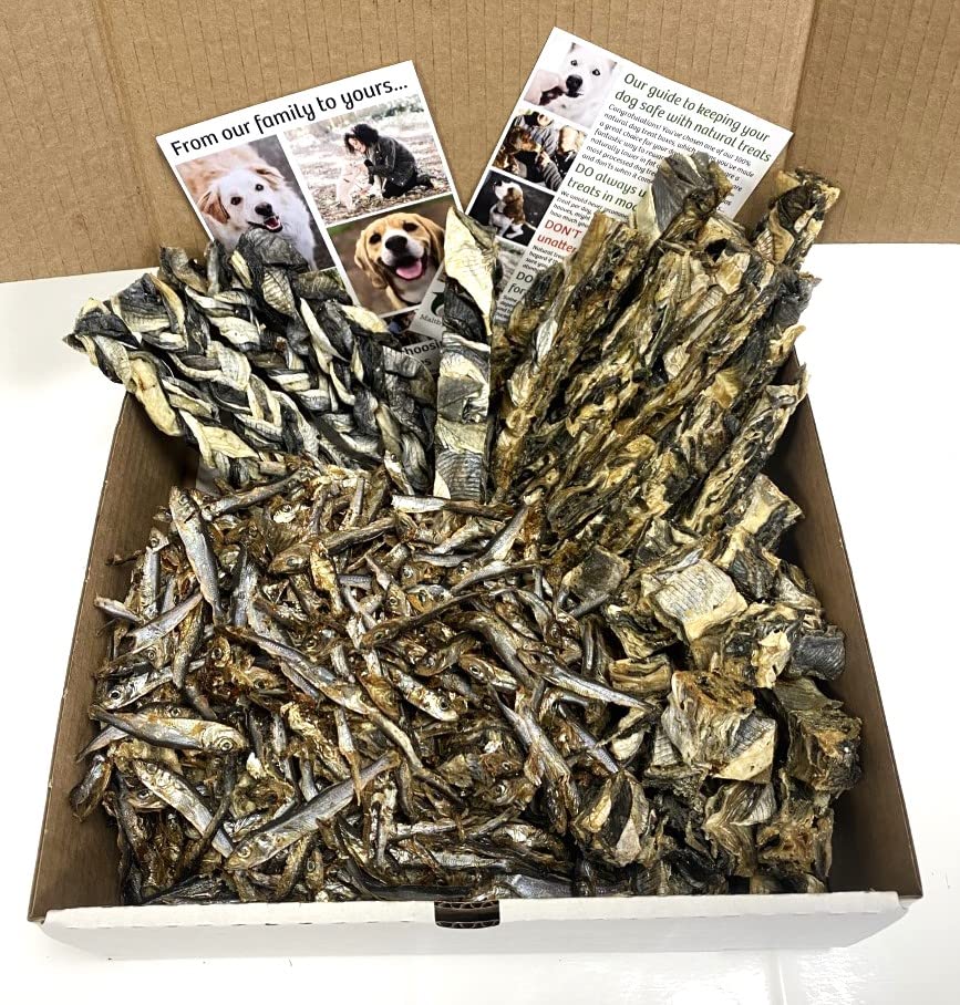 Maltbys' Stores 1904 Limited 100% Natural Dog Treat Box: The FISHY BOX (900g of fish dog treats including fish sprats, fish fingers and fish cubes) LSP