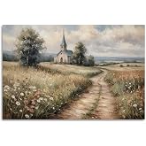 ERTOSKA Country Wildflower Landscape Canvas Poster, Nature Plant Flower Art Print, Vintage Pastoral Scenery Flower Farmhouse Decor, 16x24 Inches Unframed