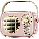 aipidmaga Retro Bluetooth Speaker,Vintage Decor,Mini Wireless Bluetooth Speaker,Gifts for Teenage Girls Women,Pink Cute Portable Old Fashion Style for Kitchen Desk Bedroom Office Party (Pink)