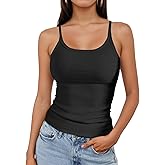 Crop Tank Tops for Women, Sleeveless Tank Tops for Women, Ribbed Basic Tank Tops, Scoop Neck Going Out Tops Shirts Black L (Long Crop)