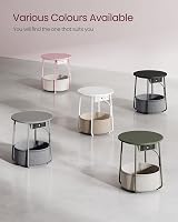 VASAGLE Round Side Table with Charging Station Jelly Pink Cream White LET228R03 view 9
