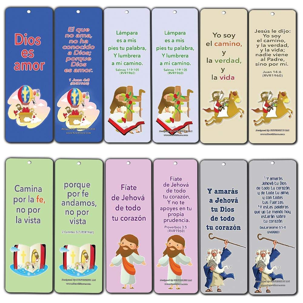 Spanish Bible Verses Bookmarks (God is Love) (60-Pack) - Bulk Collection & Gift with Inspirational, Motivational Bookmarks for Boys and Girls