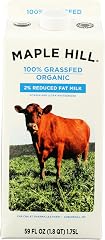 Maple Hill Creamery, Milk Reduced Fat 2% Grade A, 64 Fl Oz | 100% Grassfed, USDA Organic, Ultra Pasteurized