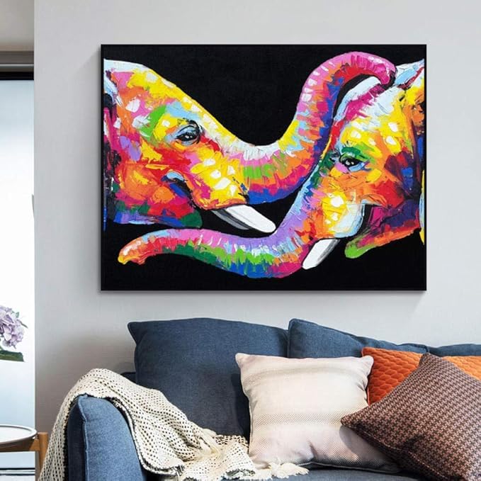 Elefante Colorido Graffiti Art Canvas Painting Carteles de Animales e