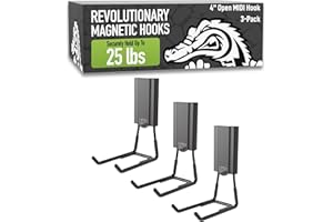 GATOR MAGNETICS MIDI 4 in Open Hooks, 25 lb Heavy Duty Magnetic Hooks for Steel Surfaces, Patented Easy-Release, Non-Slip Grip – Storage & Organization, Garage, Shed, Home, Cleaning Tools - 3 Pack