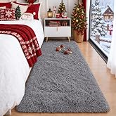 Grey Runner Rugs for Bedroom 2x6 Ft, Super Soft Rugs Home Decor Aesthetic | Plush Long Bedside Rugs for Hallway Boys Room Decor Indoor Fluffy Shaggy Throw Rug for Teen Dorm Nursery Room Decor Aesthetic