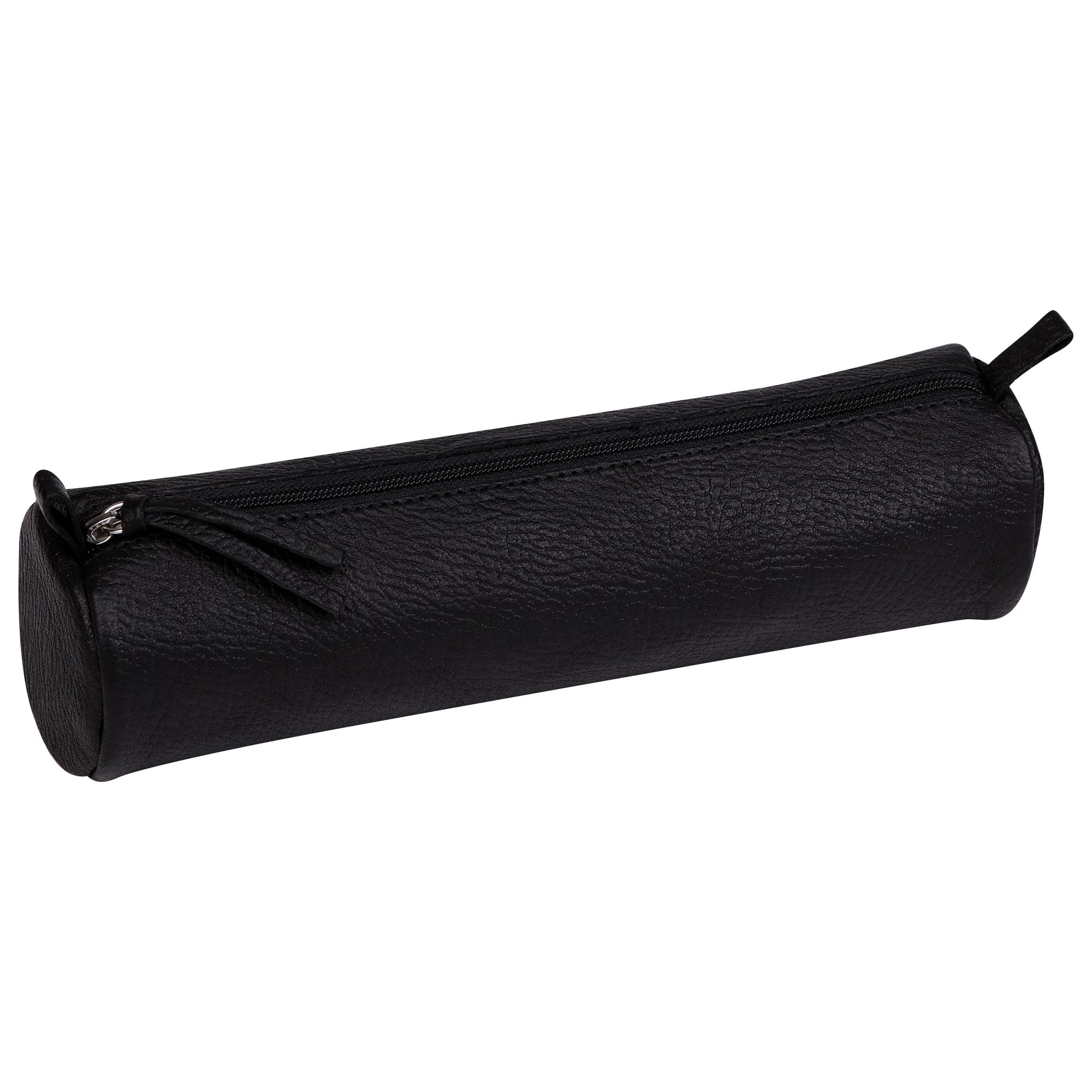 Clairefontaine 8325C - Round School Pencil Case in Aged Black Leather Ø5,5x22 cm in Genuine Lambskin - School Supplies - Coloured Pencil Case - Pencil Tray — image 1