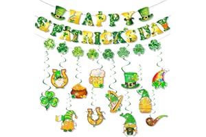 St. Patrick's Day Party Decorations Kit Supplies-Happy St. Patrick's Day Banner Hanging Swirls Cutouts for Home Office School