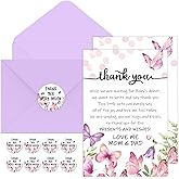 Chuangdi 50 Sets Baby Shower Thank You Cards with Envelopes and Sticker 50 Baby Shower Appreciation Greeting Cards Gratitude Gift for Guest(Butterfly)