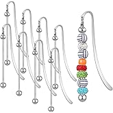 8 Pcs Beadable Bookmarks DIY Metal Blank Beaded Bar for Jewelry Making, Beadable Bookmark DIY Bookmarks Hooks Craft Pendant Blank Book Charms Gift for Book Lovers, Teachers, Office Supplies (Silver)