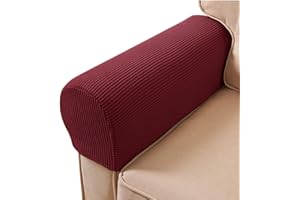 ESRISE Sofa Arm Chair Covers, Couch Armrest Armchair Covers, Stretch Anti-Slip Recliner Slipcovers Furniture Protector, Set of 2 (Wine Red)