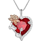 Cyciberco Birthstone Necklace for Women, 925 Sterling Silver Mother Necklaces with Infinity Love Heart Crystal Pendant, Anniversary Birthday Christmas Jewelry Gifts for Mom from Daughter