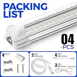 Barrina 6500K 2FT LED Shop Light, 3000LM, 20W, T8