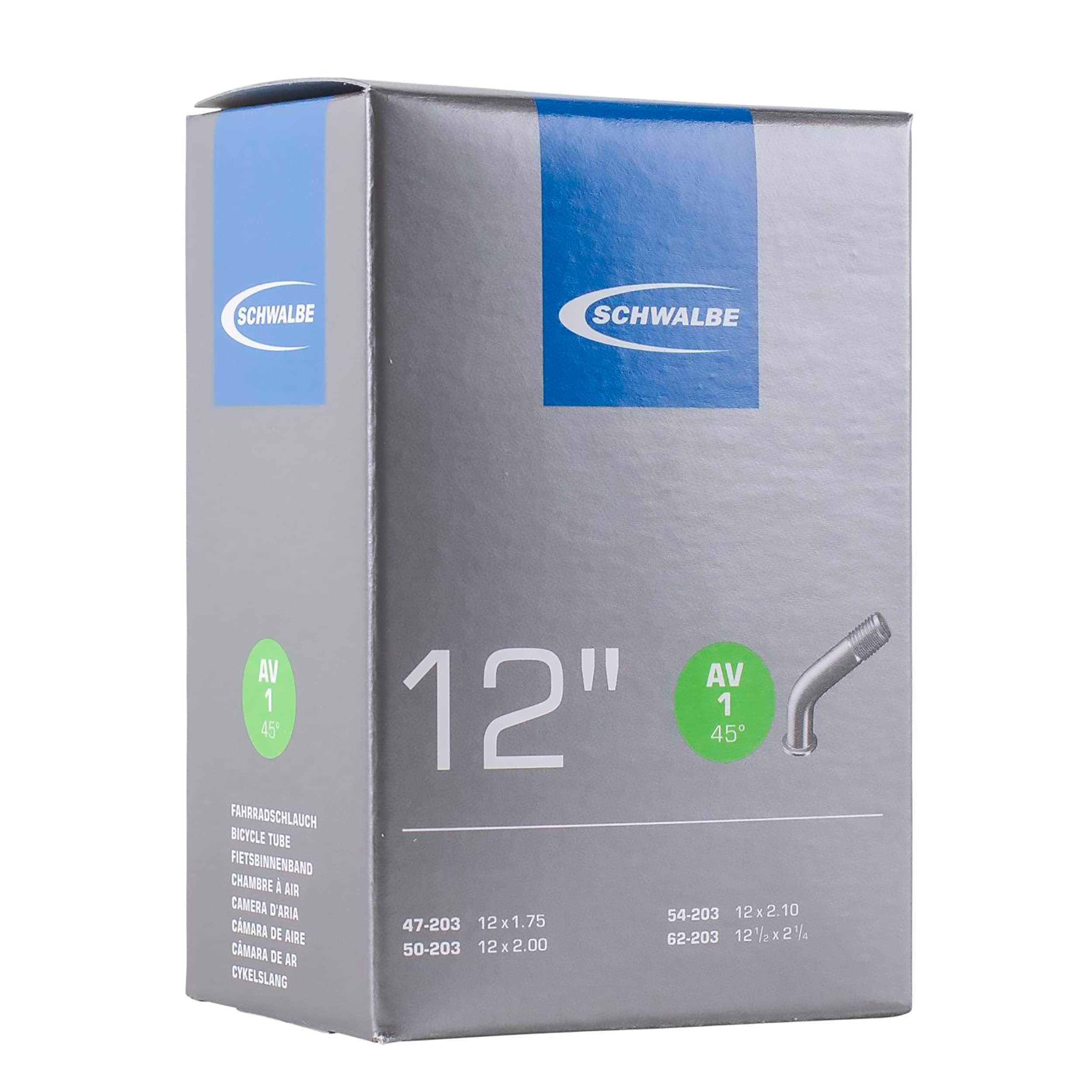 Schwalbe Unisex's AV1 45° Tubes, Black, 47/62-203, 1.040532001E7