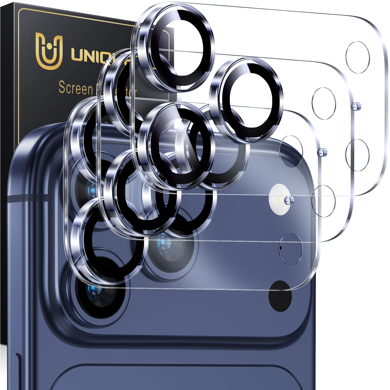 Photo 1 of UniqueMe Compatible for 3 Pack iPhone 17 Pro Max Camera Lens Protector - [Drop Protection] Anti Scratch Full-Coverage Camera Cover Screen