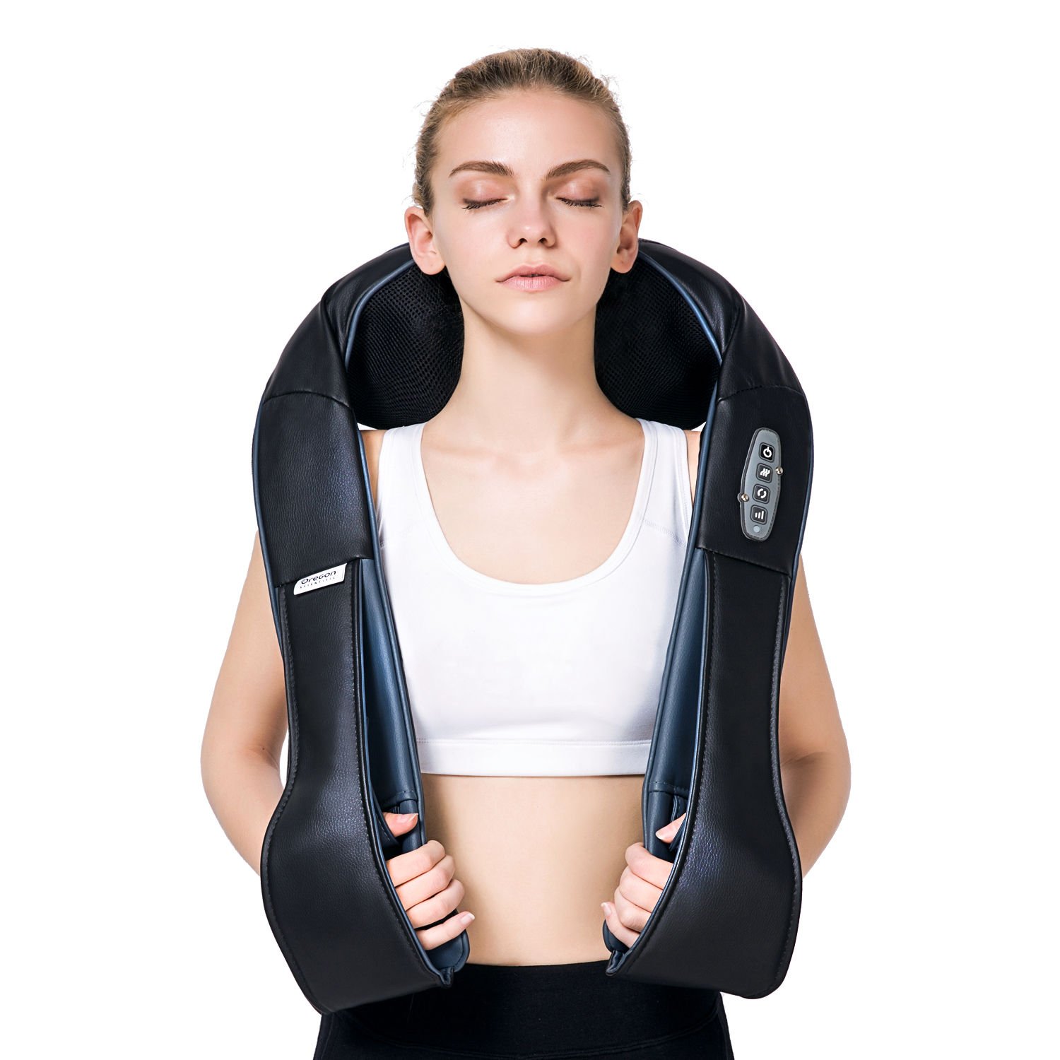 Neck and Shoulder Massager with Heat by Oregon Scientific, Adjustable Intensity and Deep Kneading Massager for Neck, Back, Shoulders