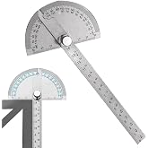 Stainless Steel Angle Protractor, 0-180&deg; Round Head Protractor, Woodworking Angles Finder Ruler, Machinist Tool, Adjustable Angle Measure Tool (COLOR:Silver)