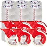 P PERFECTAPE Heavy Duty Packing Tape 36 Rolls with 6 Dispensers, Total 1980Y, Clear, 2.7 mil, 1.88 inch x 55 Yards, Ultra Strong, Refill for Packaging and Shipping