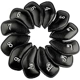 CRAFTSMAN GOLF 12pcs or 1pc Thick Synthetic Leather Golf Iron Head Covers Set Headcover Fit All Brands Callaway Ping Taylormade Cobra Etc. Also Custom Name