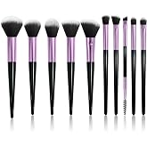 10 PCS Purple Makeup Brush Set, Premium Synthetic Travel Makeup Brushes | Soft Hairs, Beginner-friendly, Suitable for concealer, blush, contouring, Eye shadow and eyeliner, Vegan, no animal harm