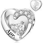 SEVENWELL Birthstone Charms with Birth Month Flower Engraved Fit Charms Bracelet 925 Sterling Silver Beads Charms Happy Birthday for Women