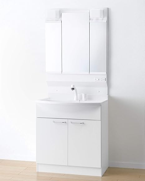 Amazon アサヒ衛陶 洗面化粧台 アルバ 幅750mm 両開き ホワイト 三面鏡 全面収納 Led 曇り止め付 Lkal750ucwp0mka753 寒冷地仕様 洗面台 750 75cm 洗面台