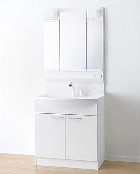 Amazon アサヒ衛陶 洗面化粧台 アルバ 幅750mm 両開き ホワイト 三面鏡 全面収納 Led 曇り止め付 Lkal750ucwp0mka753 寒冷地仕様 洗面台 750 75cm 洗面台