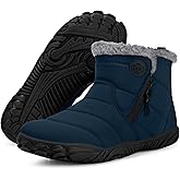Womens Mens Barefoot Boots Shoes Winter Snow Boots Warm Ankle Booties Zero Drop Sole Wide Toe Box Fur Lined Outdoor Sneakers