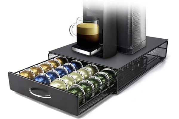 HiveNets Nespresso Vertuoline Capsule Storage Drawer Vertuo Coffee Holder Metal Multiple Flavors Pods Organizer 40 Pcs Capaci